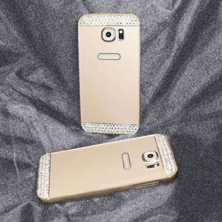 Bling Crystal Samsung Galaxy S6 Metal Bumper Case - Gold