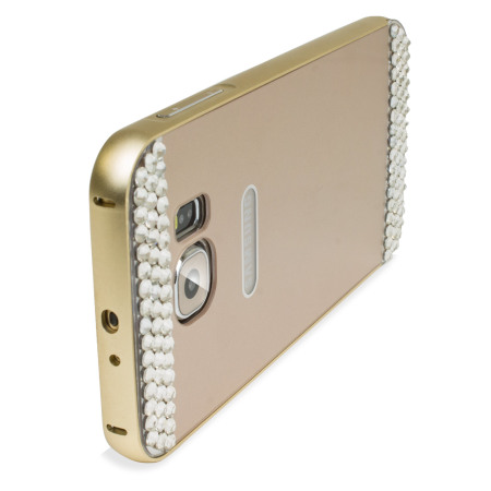 Bumper de metal Bling Crystal para Samsung Galaxy S6 -Dorada