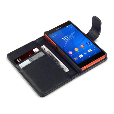 Olixar Premium Real Leather Sony Xperia Z3 Compact Wallet Case - Black