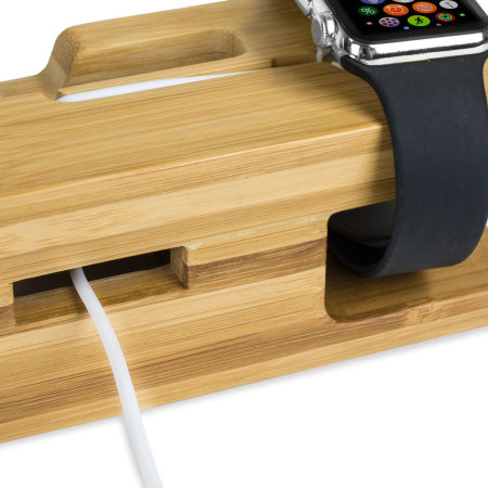 Base de carga de bamboo para el iPhone y el Apple Watch