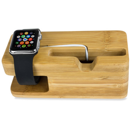 Olixar  Apple Watch oplader Bamboo Stand met iPhone Dock