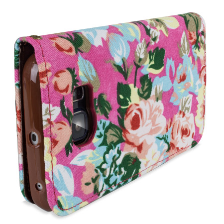 Olixar Floral Fabric Samsung Galaxy S6 Wallet Case - Pink