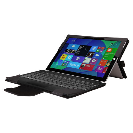 Leather-Style Microsoft Surface 3 Stand Case - Black