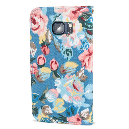 Olixar Floral Fabric Samsung Galaxy S6 Wallet Case - Blue