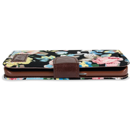 Olixar Floral Fabric Samsung Galaxy S6 Edge Wallet Case - Black
