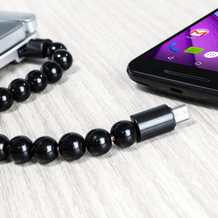 Bracelet de charge Olixar Micro USB à perles - Noir