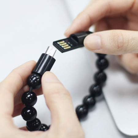 Olixar Perlenarmband Micro USB Kabel in Schwarz