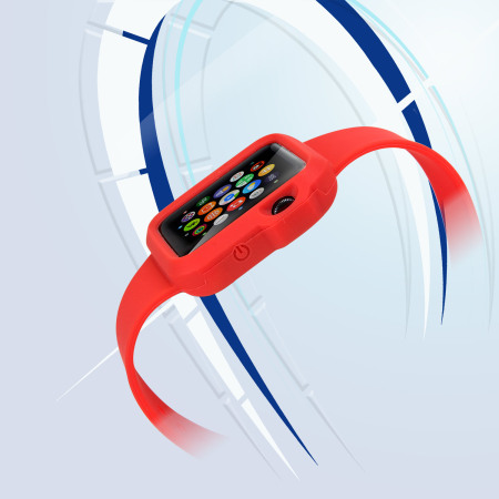 Olixar Soft Silicone Apple Watch 3 / 2 / 1 rem och Skal - 38mm - Röd
