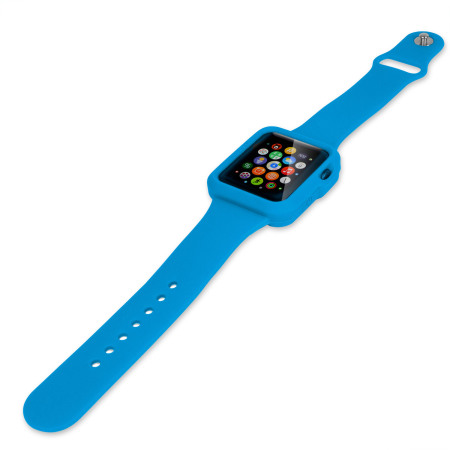 Olixar Soft Silikon Apple Watch 3/2/1 Sport Hülle mit Band(38mm) Blau
