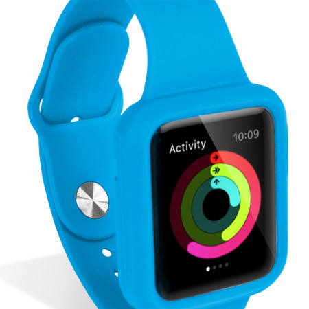 Olixar Soft Silikon Apple Watch 3/2/1 Sport Hülle mit Band(38mm) Blau