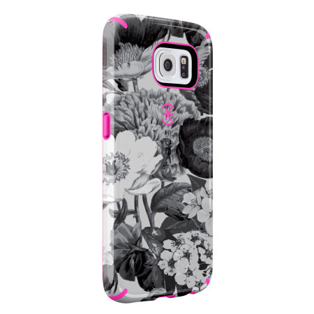 Speck Candyshell Inked Case Compatible with Samsung Galaxy S6 Vintage Bouquet Grey Shocking Pink 