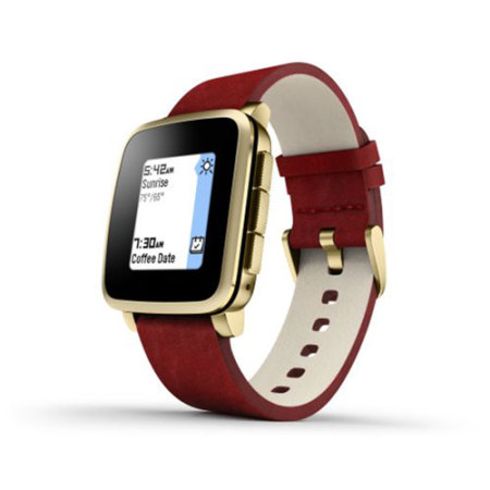 Pebble Time Steel Leather Smartwatch For Ios Android Devices Gold