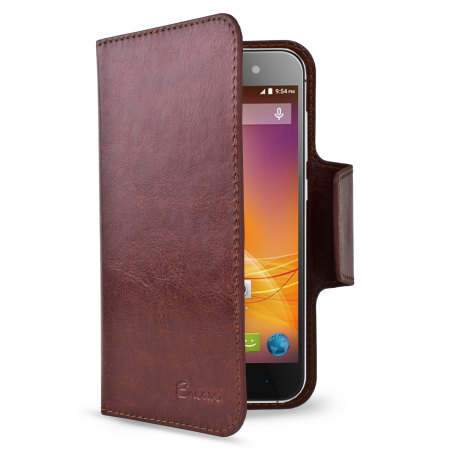 Encase Rotating Leather-Style ZTE Blade D6 Wallet Case - Brown
