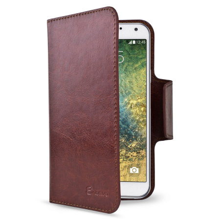Encase Rotating Leather-Style Samsung Galaxy E7 Wallet Case - Brown