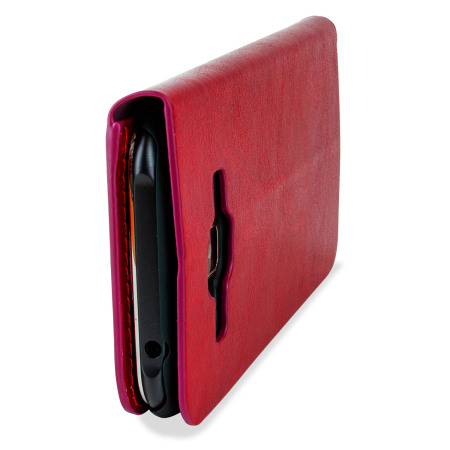 Olixar Leather-Style Samsung Galaxy J1 2015 Wallet Case - Red