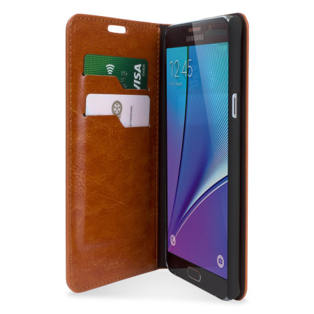 Olixar Leather-Style Samsung Galaxy Note 5 Wallet Case - Brown