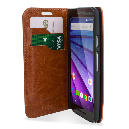 Missionaris Regelen Bestaan Olixar Leather-Style Motorola Moto G 3rd Gen Wallet Case - Brown Reviews