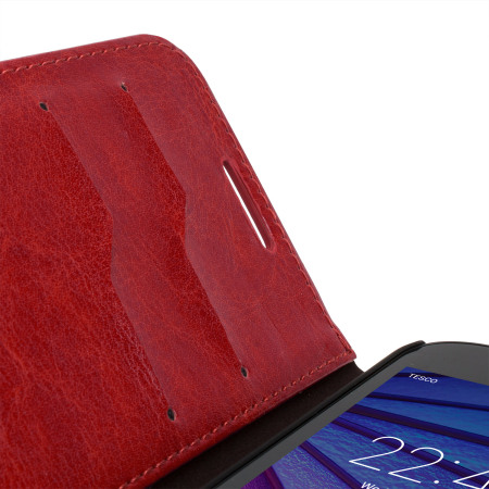 Olixar Leren-Style Motorola Moto G 3rd Gen Wallet Case - Rood