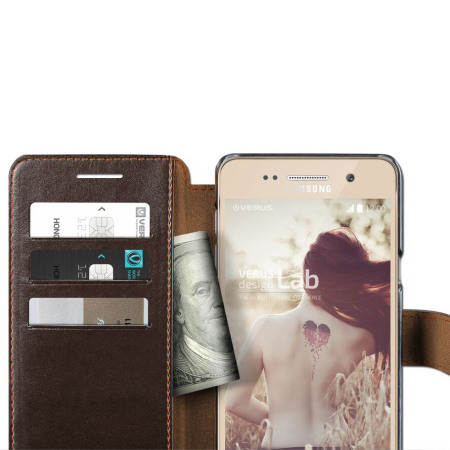 Verus Dandy Leather-Style Samsung Galaxy Note 5 Wallet Case - Brown