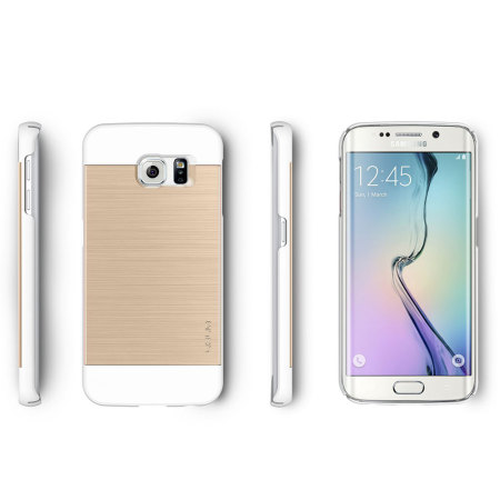 Obliq Slim Meta Samsung Galaxy S6 Edge Plus Deksel - Hvit / Gull