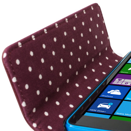 Olixar Leather-Style Microsoft Lumia 640 Clutch Purse Case - Polka Red