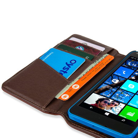 Olixar Premium Microsoft Lumia 640 Ledertasche WalletCase in Braun