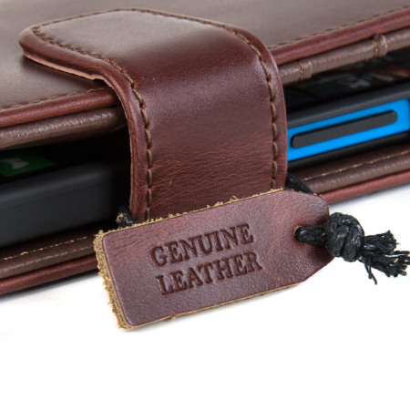 Olixar Premium Genuine Leather Microsoft Lumia 640 Wallet Case - Brown