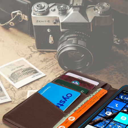 Olixar Premium Microsoft Lumia 640 Ledertasche WalletCase in Braun