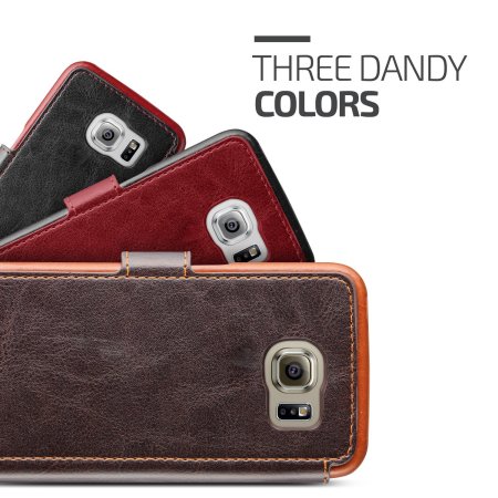 Verus Dandy Leather-Style Samsung Galaxy S6 Edge Wallet Case - Black