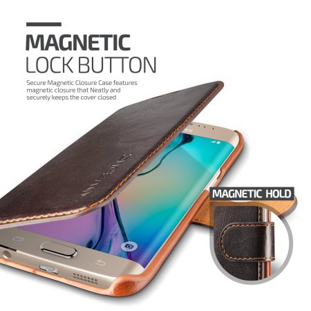 Verus Dandy Leather-Style Samsung Galaxy S6 Edge Wallet Case - Brown