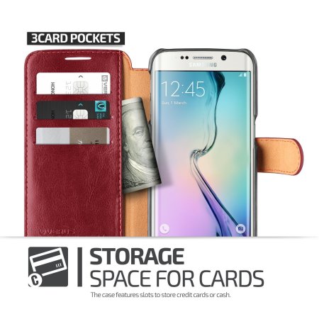 Verus Dandy Leather-Style Samsung Galaxy S6 Edge Wallet Case - Red