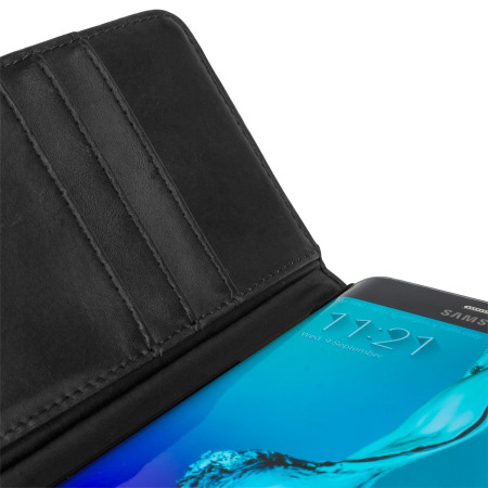 Funda Samsung Galaxy S6 Edge+ Olixar Piel Genuina Tipo Cartera - Negra