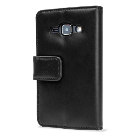 Olixar Samsung Galaxy J1 2015 Genuine Leather Lommedeksel - Sort