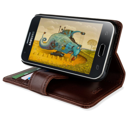 Olixar Samsung Galaxy J1 2015 Genuine Leather Wallet Case - Brown
