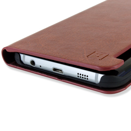 Olixar Kunstleder Wallet Case Samsung Galaxy S6 Edge+ Tasche in Braun