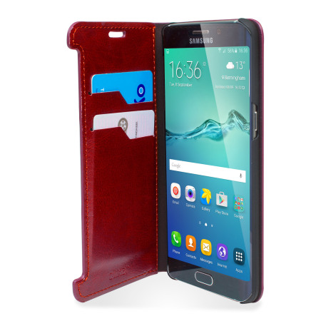 Olixar Kunstleder Wallet Case Samsung Galaxy S6 Edge+ Tasche in Rot