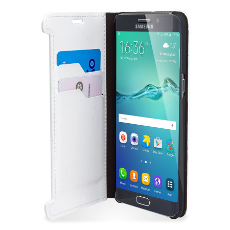 Funda Galaxy S6 Edge+ Olixar Tipo Cartera Estilo Cuero - Blanca