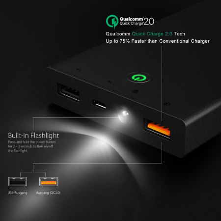 Aukey Portable 12,000mAh Dual USB Qualcomm Quick Charge 2.0 Power Bank