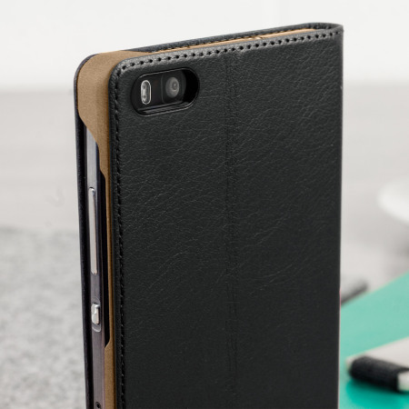 les Voorbereiding terugtrekken Official Huawei P8 Flip Cover Case - Black