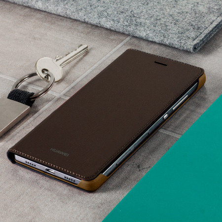 Officiële Huawei P8 Lite Flip Cover Case - Bruin 