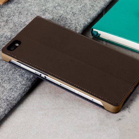 Officiële Huawei P8 Lite Flip Cover Case - Bruin 