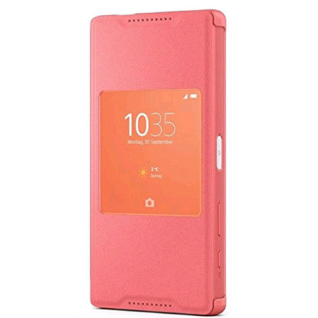 Official Sony Xperia Z5 Compact Style Cover Smart Window Case - Coral