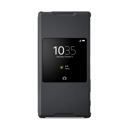 Official Sony Xperia Z5 Premium SCR46 Style Cover Window Case - Black