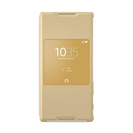 bijtend Jolly bad Official Sony Xperia Z5 Premium Style Cover Smart Window Case - Gold