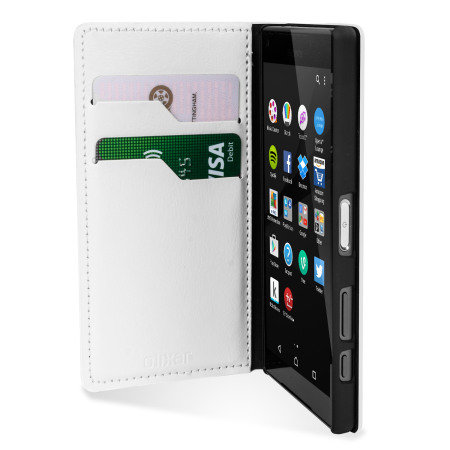 Olixar Leather-Style Sony Xperia Z5 Compact Wallet Stand Case - White