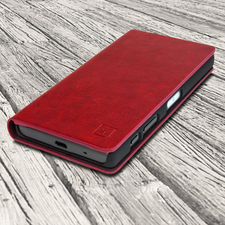 gezagvoerder pin trompet Olixar Leather-Style Sony Xperia Z5 Compact Wallet Stand Case - Red