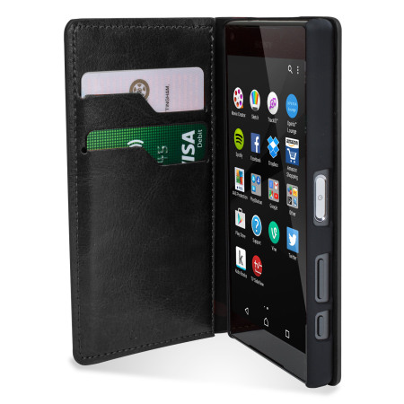 Olixar Leather-Style Sony Xperia Z5 Compact Wallet Stand Case - Black