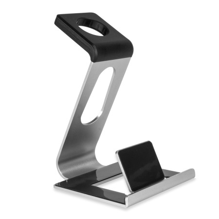 Aluminium Apple Watch 2 / 1 Stand with iPhone Holder - Silver