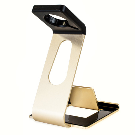 Aluminium Apple Watch 2 / 1 Stand with iPhone Holder - Gold