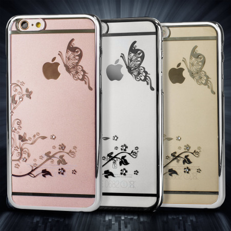 Funda iPhone 6S Plus / 6 Plus Olixar Butterfly - Plata / Transparente